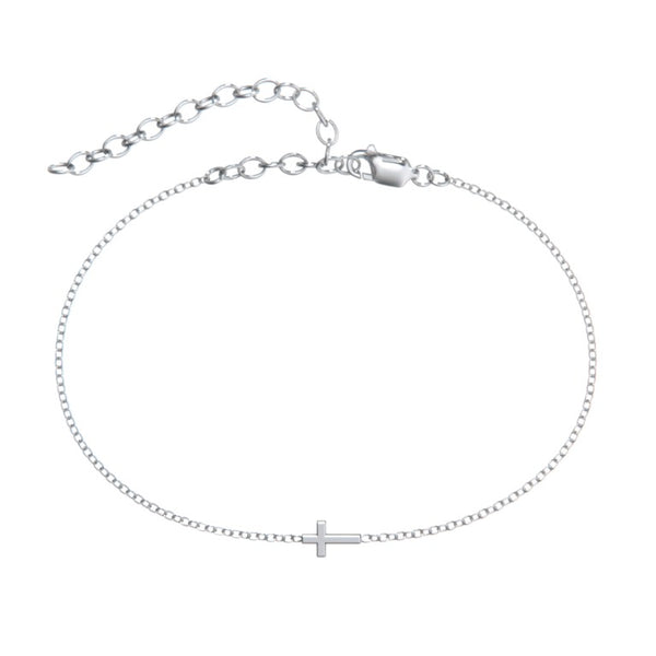 925 Sterling Silver Cross Permanent Anklet