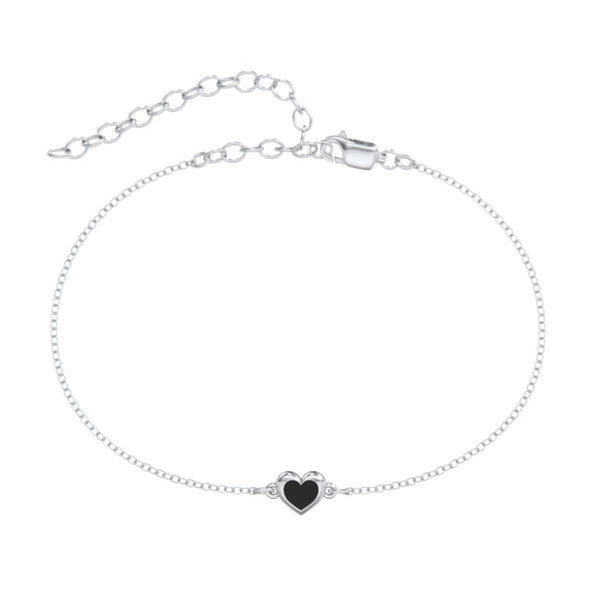 Heart Permanent Anklet with Cold Enamel