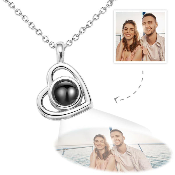 Custom Photo Necklace Projection Heart-shaped Hollow Couple Theme Gifts