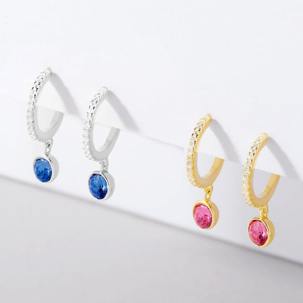 2 Stone Custom Gold Bar Birthstone Earrings
