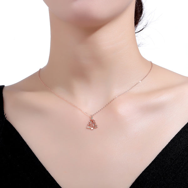 S925 sterling silver necklace for women ins style zircon elk Christmas tree clavicle chain