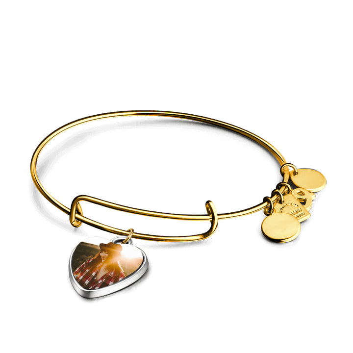 Cissyia.com Photo Frame Heart Charm Bolo Photo Bracelet