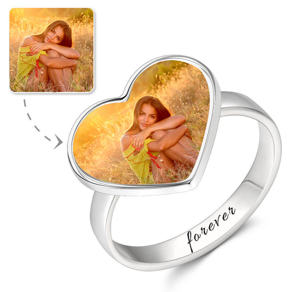 Cissyia.com Send Your Best Friend Heart Shape Photo Ring