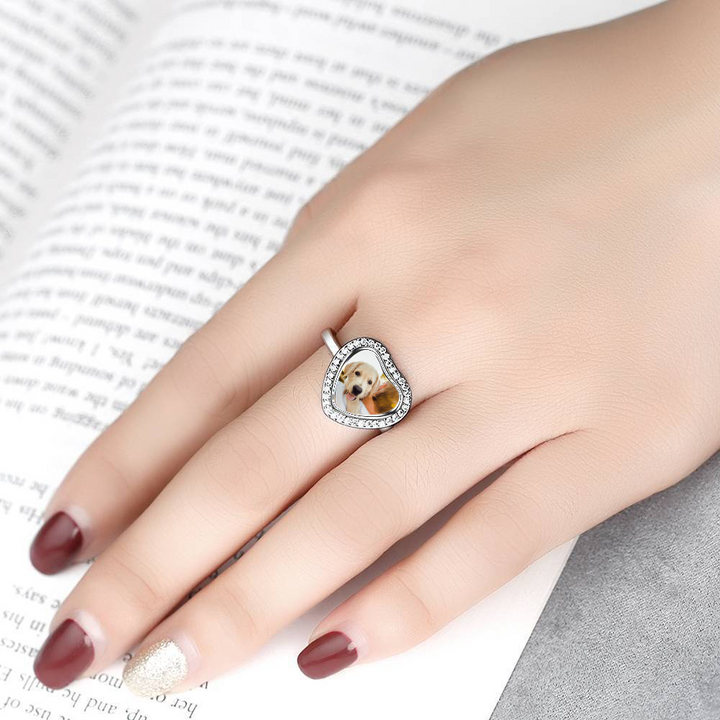 Cissyia.com Unique Heart Shape Zircon Custom Photo Ring