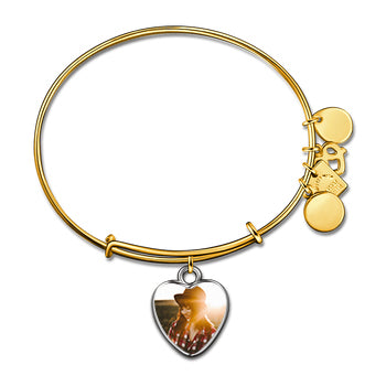 Cissyia.com Photo Frame Heart Charm Bolo Photo Bracelet