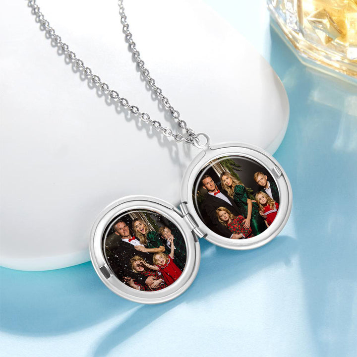 Cissyia.com Round Locket Commemorative Custom Christmas Photo Necklace