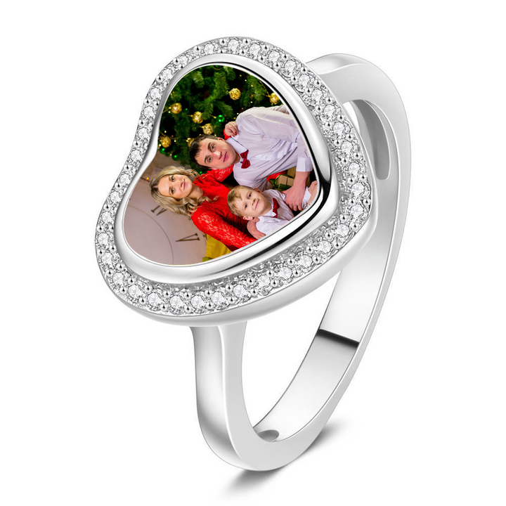 Cissyia.com “Best Gift” White Zircon Custom Photo Ring