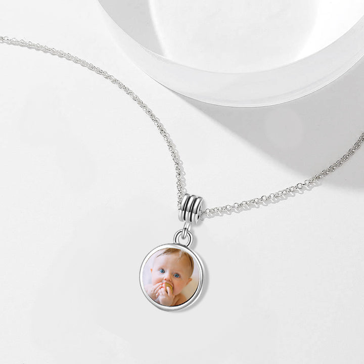 Cissyia.com High Polish Silver Round Shape Petals Photo Necklace