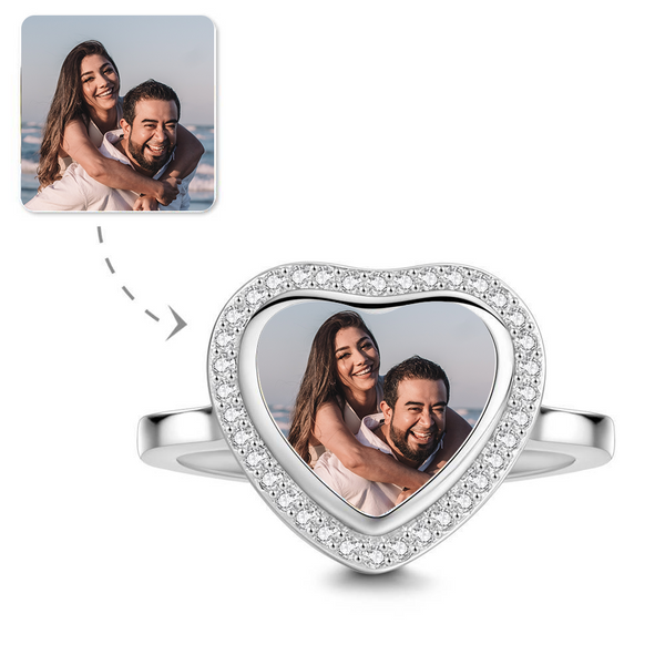 Cissyia.com “Soul Mate” White Zircon Custom Photo Ring