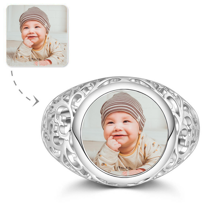 Cissyia.com Round Shape Openwork Photo Ring for Your Baby