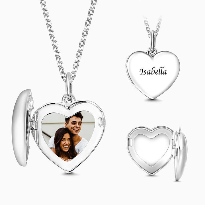 Cissyia.com Sterling Silver Personalized Heart Locket Pendant Necklace