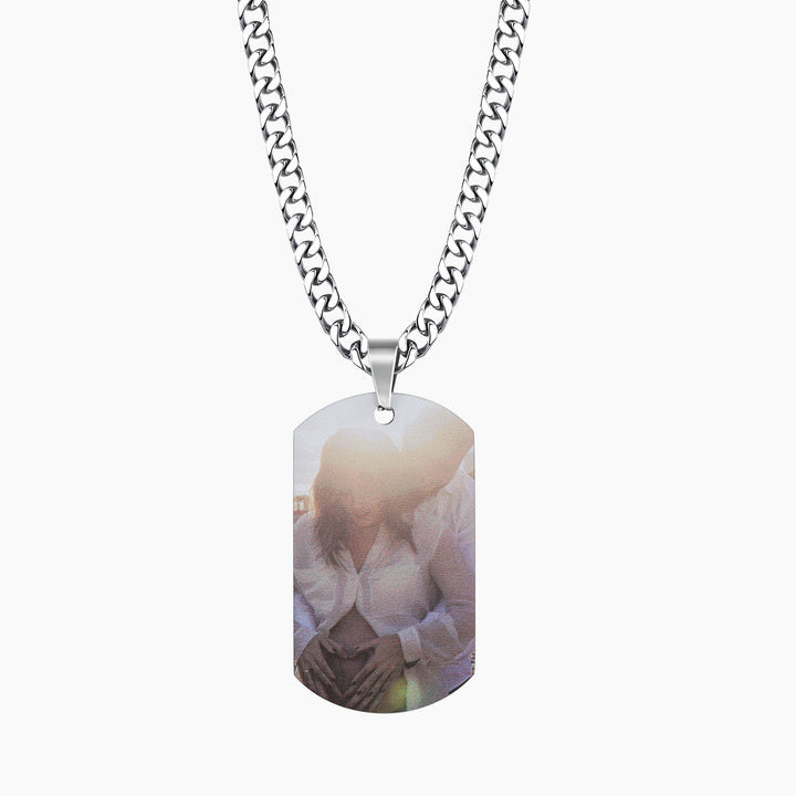 Cissyia.com Mens Stainless Steel Personalized Photo Tag Necklace