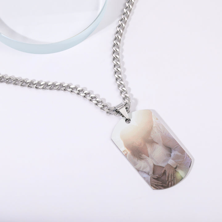 Cissyia.com Mens Stainless Steel Personalized Photo Tag Necklace