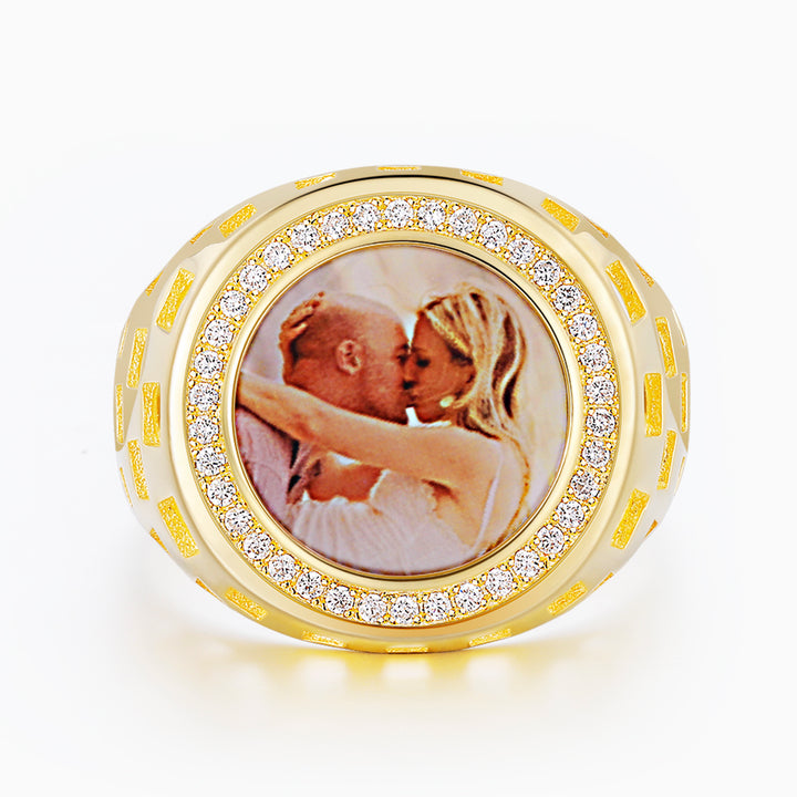 Cissyia.com Round Shape Zircon Openwork Photo Ring