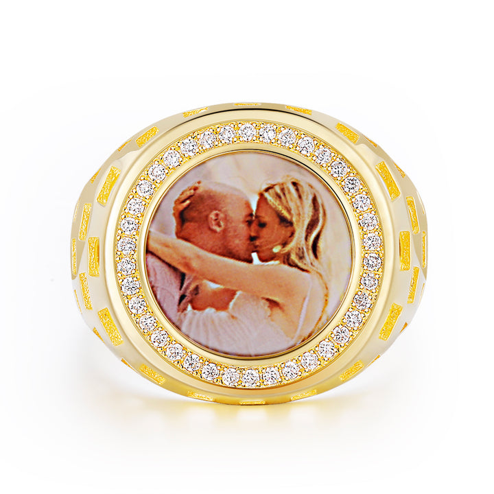 Cissyia.com Round Shape Zircon Openwork Photo Ring