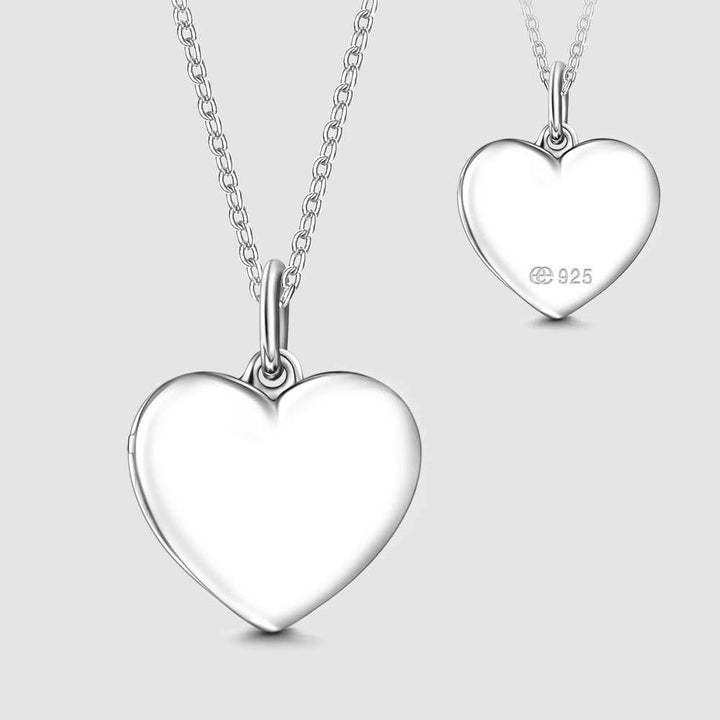 Cissyia.com Personalized Heart Shaped Locket Pendant Photo Necklace in Sterling Silver