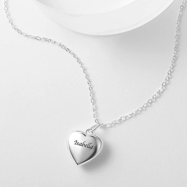 Cissyia.com Sterling Silver Personalized Heart Locket Pendant Necklace