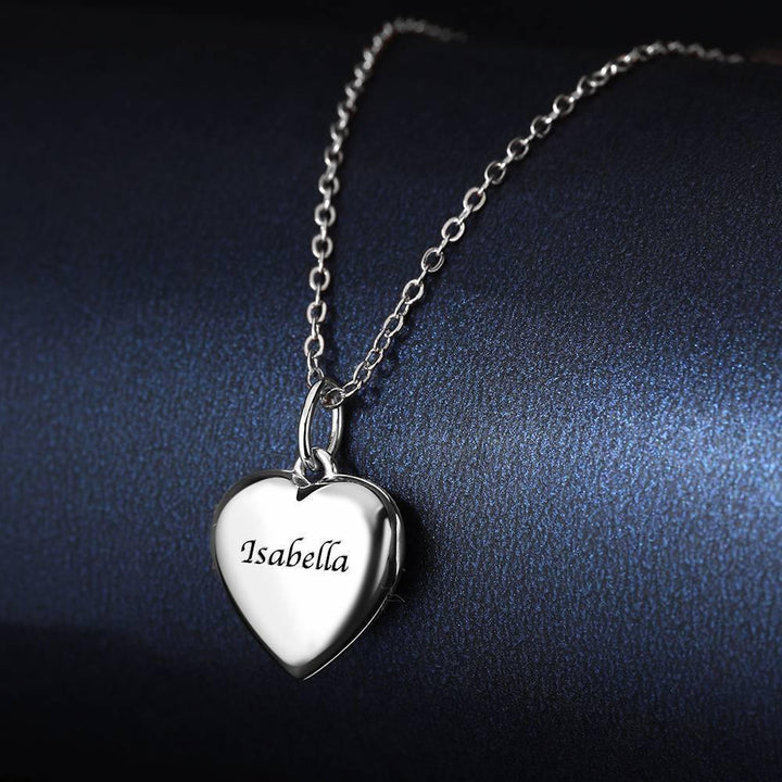 Cissyia.com Sterling Silver Personalized Heart Locket Pendant Necklace