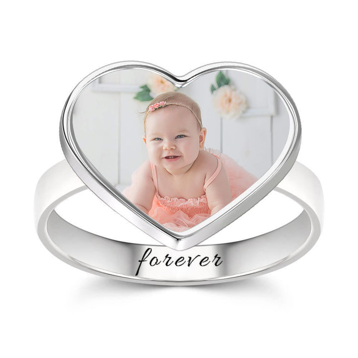 Cissyia.com Custom Sterling Silver Photo Ring for Baby