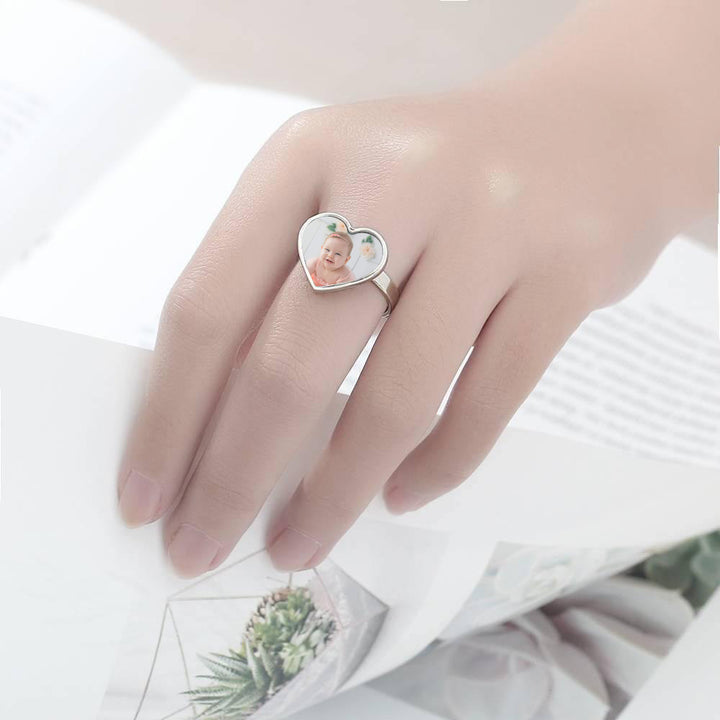 Cissyia.com Custom Sterling Silver Photo Ring for Baby