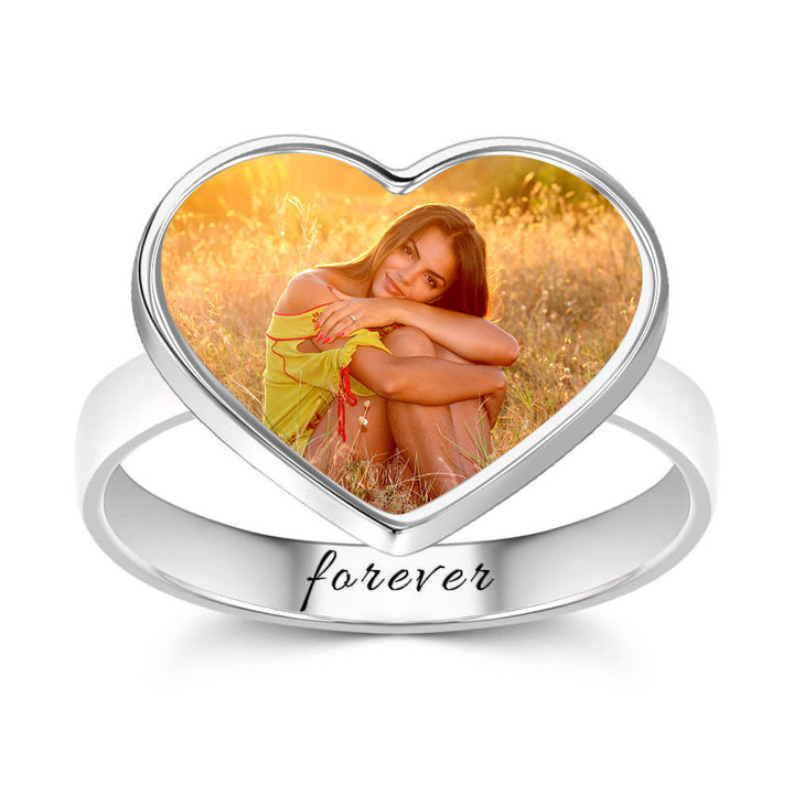 Cissyia.com Send Your Best Friend Heart Shape Photo Ring