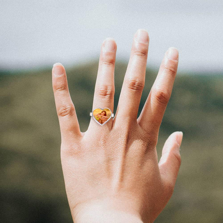 Cissyia.com Send Your Best Friend Heart Shape Photo Ring