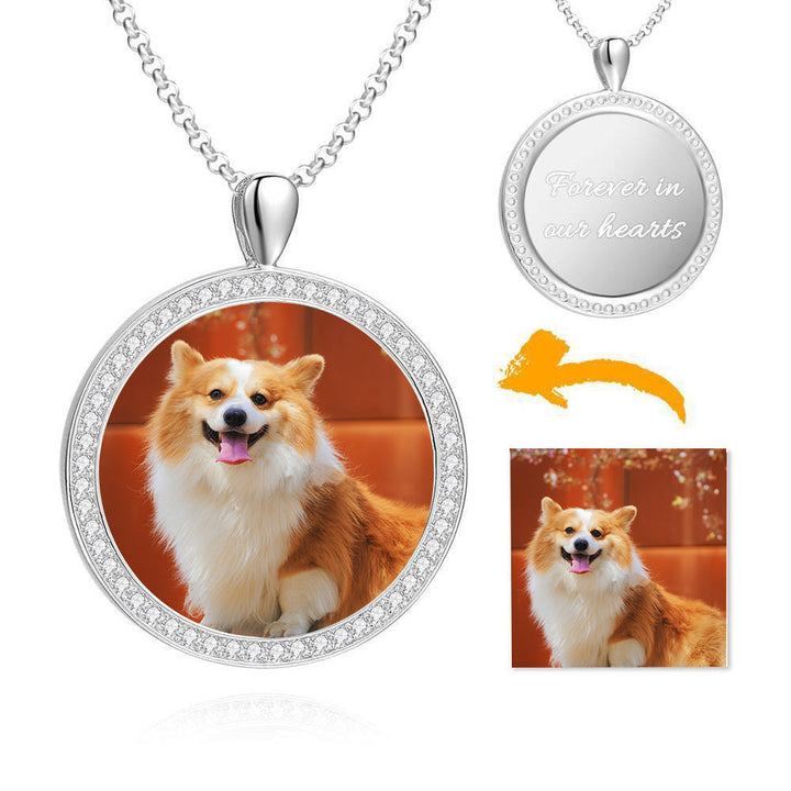 Cissyia.com Personalized Rhinestone Crystal Inlay Photo Necklace