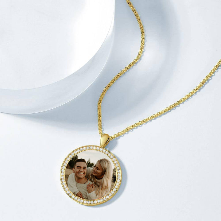Cissyia.com Personalized Rhinestone Crystal Inlay Photo Necklace