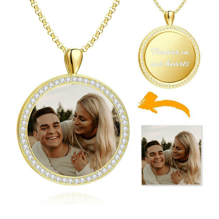 Cissyia.com Personalized Rhinestone Crystal Inlay Photo Necklace