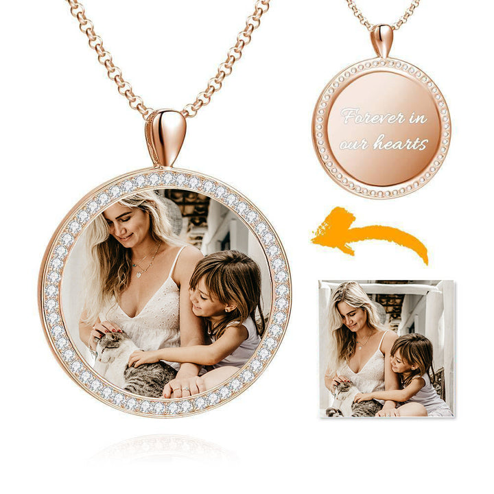 Cissyia.com Personalized Rhinestone Crystal Inlay Photo Necklace