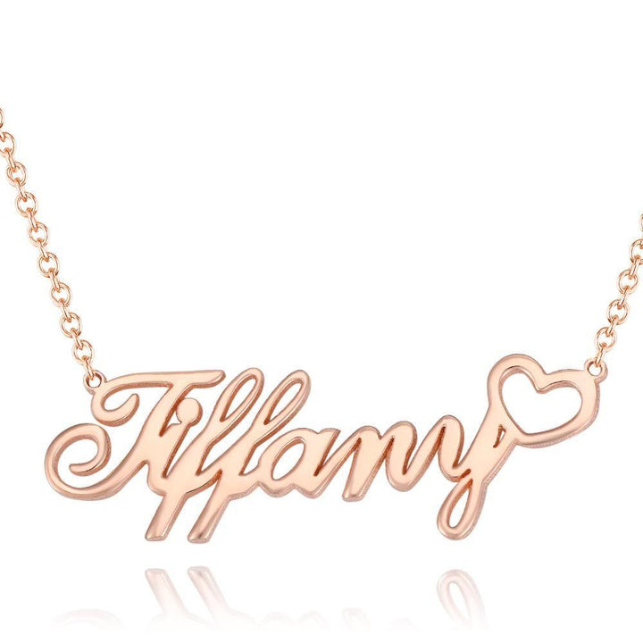 Cissyia.com Rose Gold Plated Personalized Heart Name Cut-Out Necklace