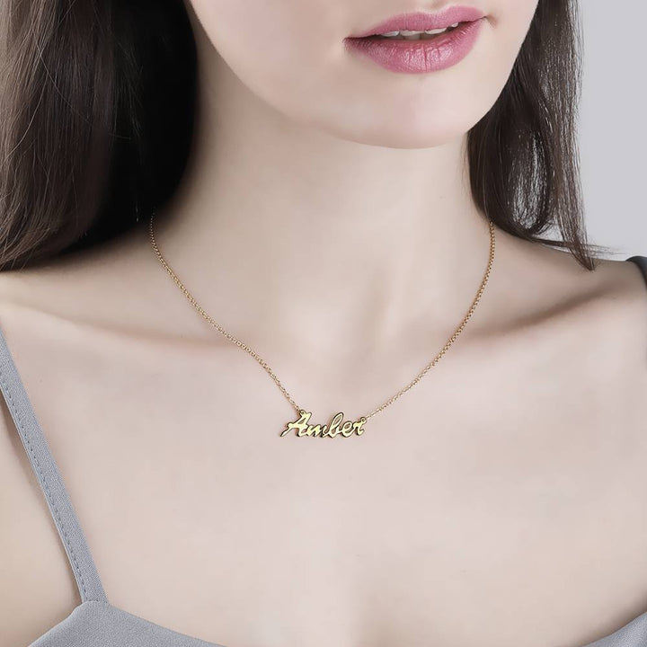 Cissyia.com 14K Gold Plated Personalized Name Cut-Out Necklace
