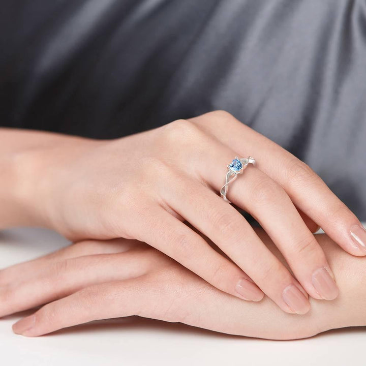 Cissyia.com Personalized Heart Birthstone Infinity Ring in 925 Sterling Silver