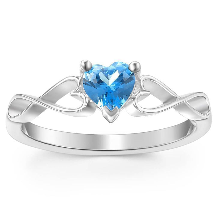Cissyia.com Personalized Heart Birthstone Infinity Ring in 925 Sterling Silver