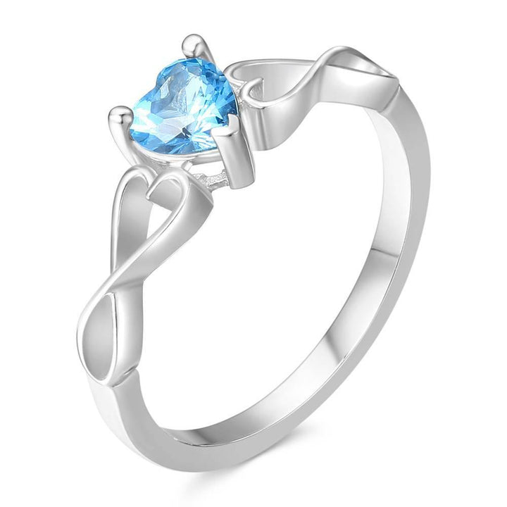 Cissyia.com Personalized Heart Birthstone Infinity Ring in 925 Sterling Silver