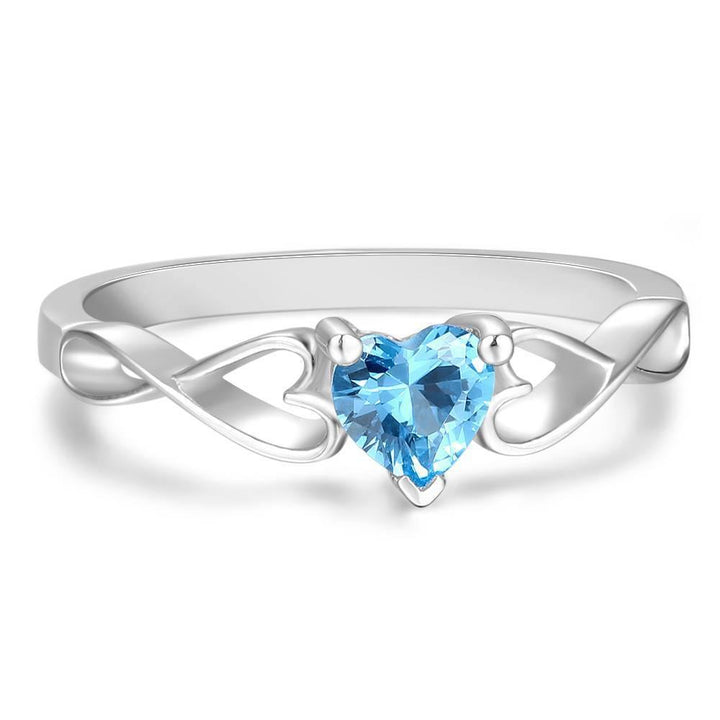 Cissyia.com Personalized Heart Birthstone Infinity Ring in 925 Sterling Silver