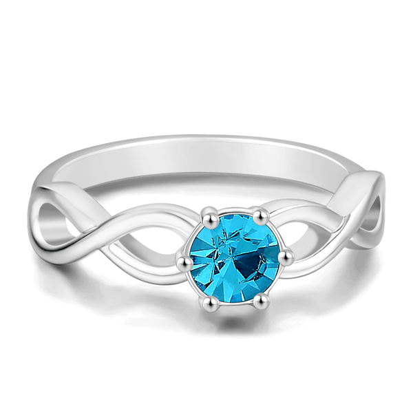 Cissyia.com Personalized Round Birthstone Infinity Ring in 925 Sterling Silver