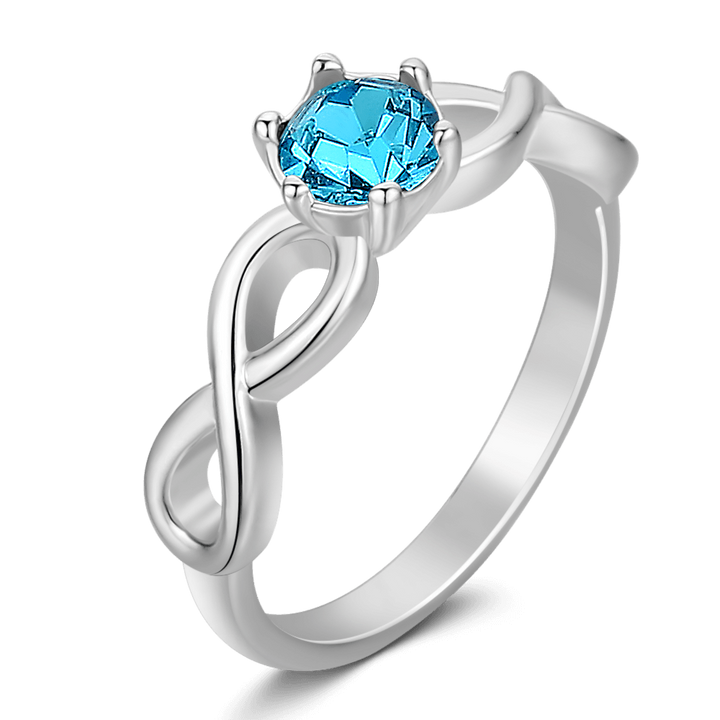 Cissyia.com Personalized Round Birthstone Infinity Ring in 925 Sterling Silver
