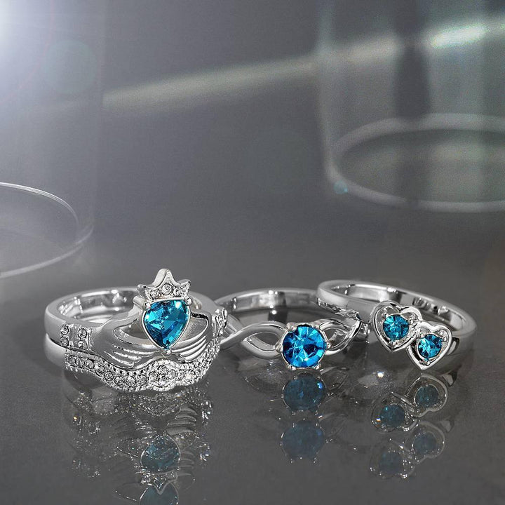 Cissyia.com Personalized Round Birthstone Infinity Ring in 925 Sterling Silver