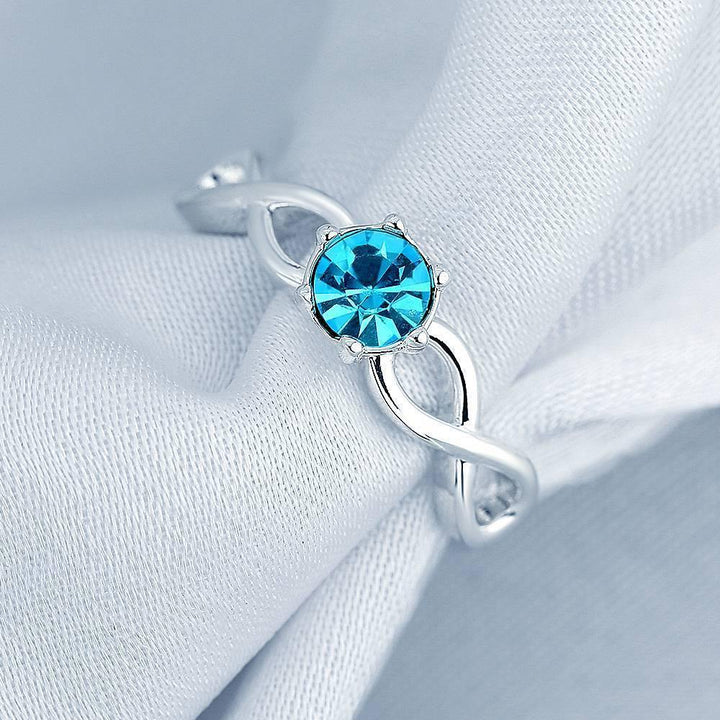 Cissyia.com Personalized Round Birthstone Infinity Ring in 925 Sterling Silver