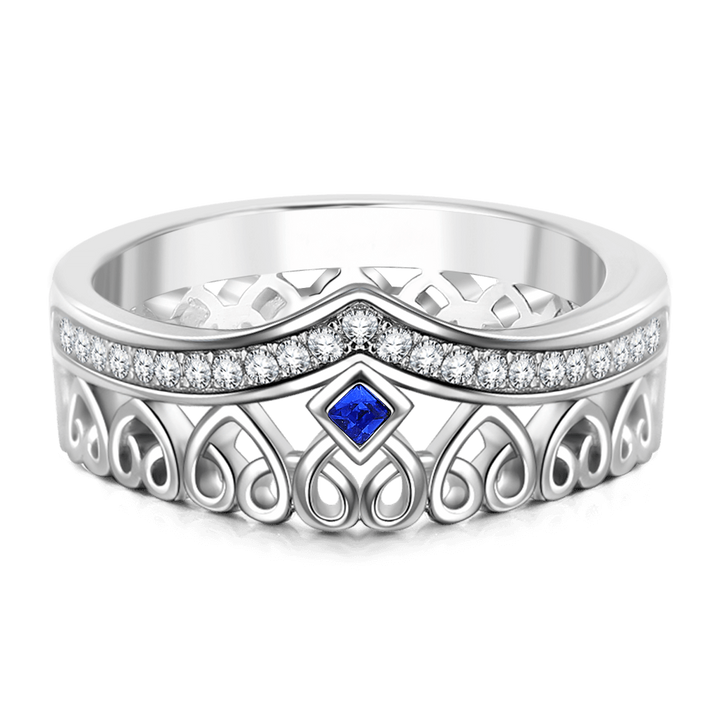 Cissyia.com Personalized Birthstone Heart Crown Promise Ring