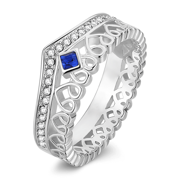 Cissyia.com Personalized Birthstone Heart Crown Promise Ring
