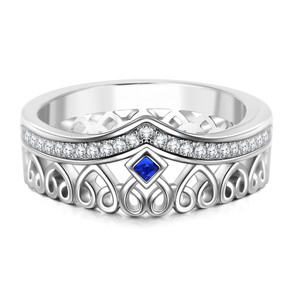Cissyia.com Personalized Birthstone Heart Crown Promise Ring