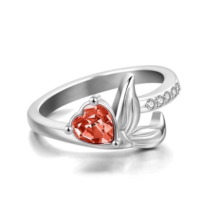 Cissyia.com Personalized Birthstone Mermaid Ring in 925 Sterling Silver