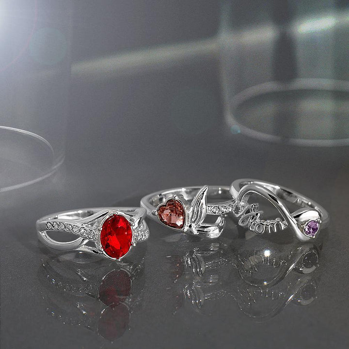 Cissyia.com Personalized Birthstone Mermaid Ring in 925 Sterling Silver