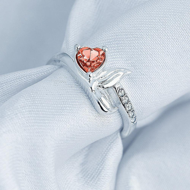 Cissyia.com Personalized Birthstone Mermaid Ring in 925 Sterling Silver