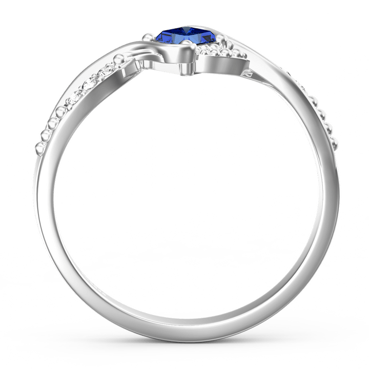 Cissyia.com Personalized Princess Cut Birthstone Split-Shank Ring in 925 Sterling Silver