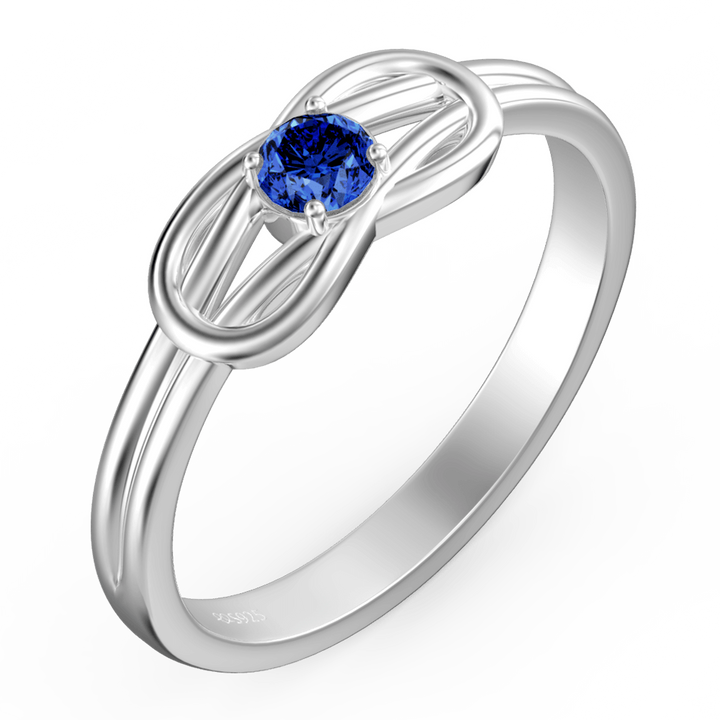 Cissyia.com Personalized Birthstone Love Knot Ring in Solid Sterling Silver