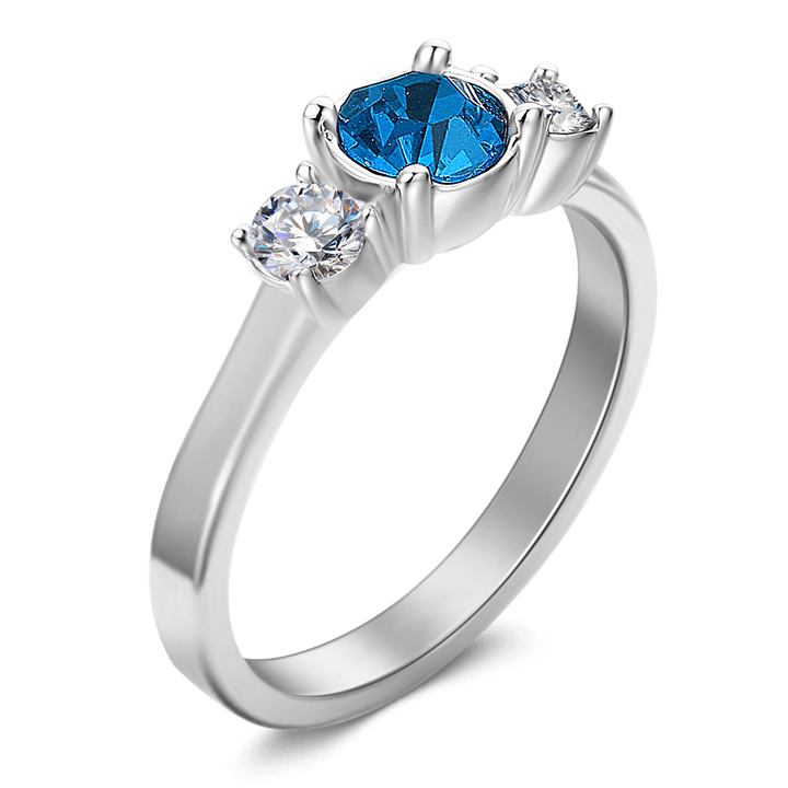 Cissyia.com Custom Promise Ring with Birthstone in Solid Sterling Silver