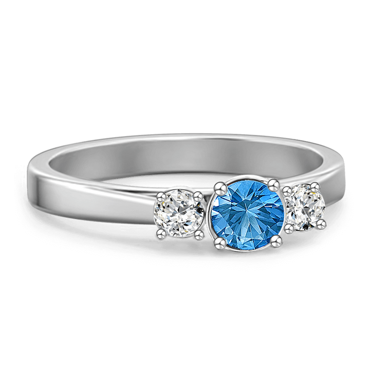 Cissyia.com Custom Promise Ring with Birthstone in Solid Sterling Silver